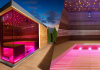 Finnish sauna house with light therapy