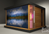 Design sauna with roller blind
