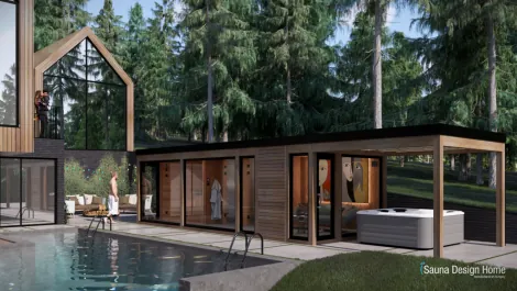 Sauna House Made of Premium Solid Wood with a Jacuzzi Sauna House Made of Premium Solid Wood with a Jacuzzi