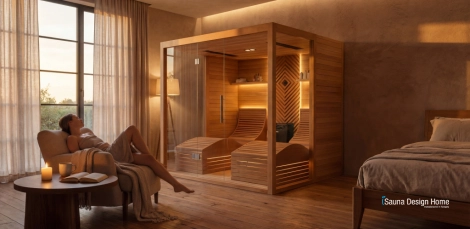 sauna with ergonomic bench
