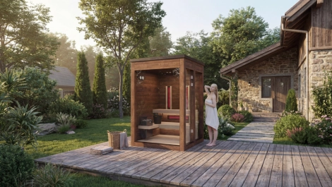 Outdoor combined sauna construction