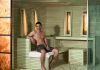 Combined sauna house with shower