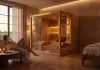 sauna with ergonomic bench