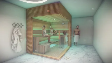 sauna with light green color sauna with light green color