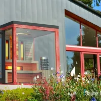 Outdoor color combined sauna with saltwall Outdoor color combined sauna with saltwall