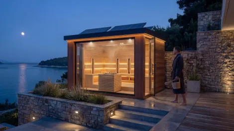 Lugano Family outdoor sauna, combi sauna, combined sauna