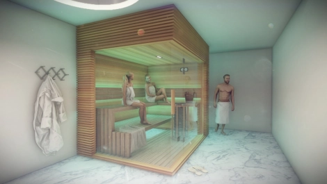 sauna with light green color sauna with light green color