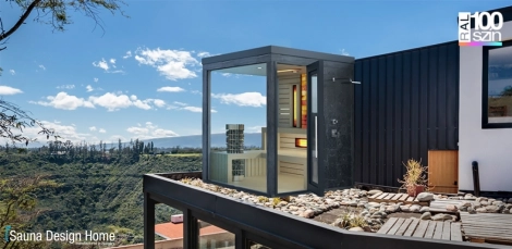Outdoor color combined sauna with shower and salt wall