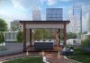Pergola with Custom Design Wall in Natural Color