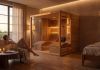 sauna with ergonomic bench