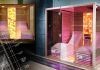 Infrared sauna with ergonomic bences