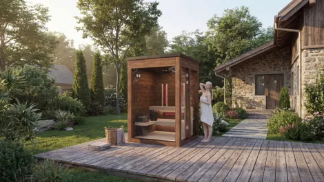 MySauna eco outdoor sauna, combi sauna, combined sauna, small sauna, compact sauna