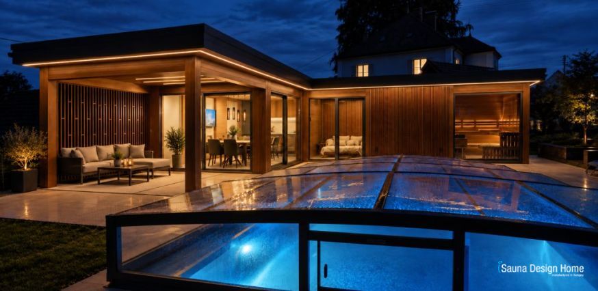 Wellness house at night