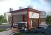 Outdoor Pergola in Red with LED Mood Lighting