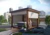 Outdoor Pergola with Custom Design Wall in Natural Color