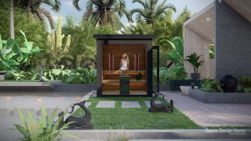outdoor sauna, combi sauna, combined sauna, black sauna
